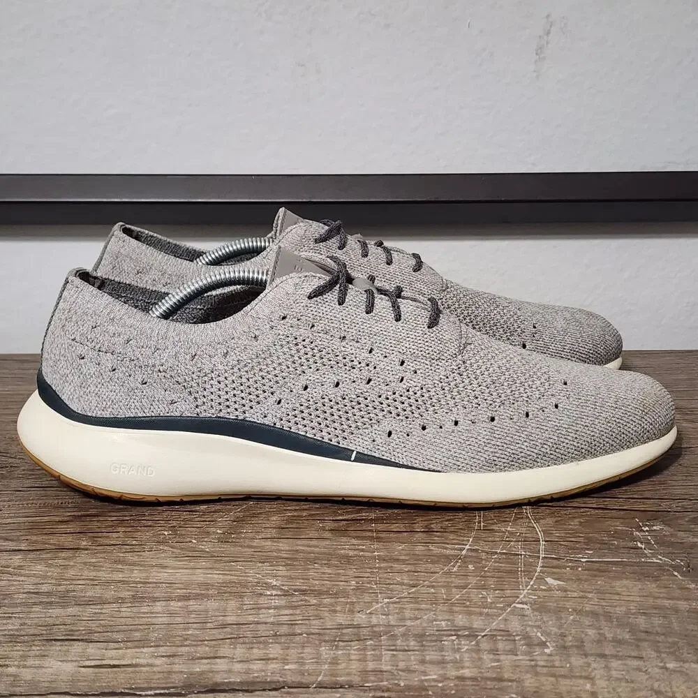 Cole Haan Grand Troy Knit Ox Men's Oxford Wingtip Shoes Size 11.5 Ironstone